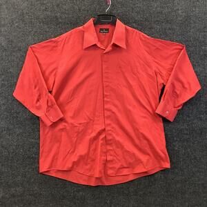 Stacy Adams Shirt Mens 18.5 34-35 Red Long Sleeve Button Down Dress Pocket Logo